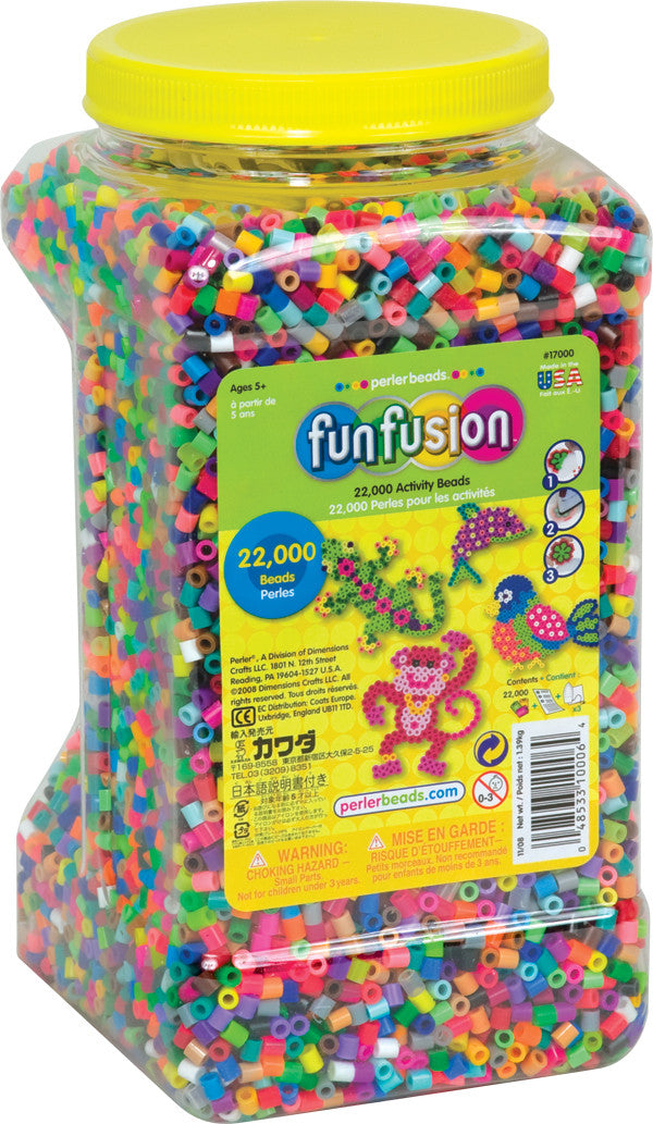 Colorations Fluorescent Fuse Beads & 6 Pegboards in A Bucket - 22,000 Beads